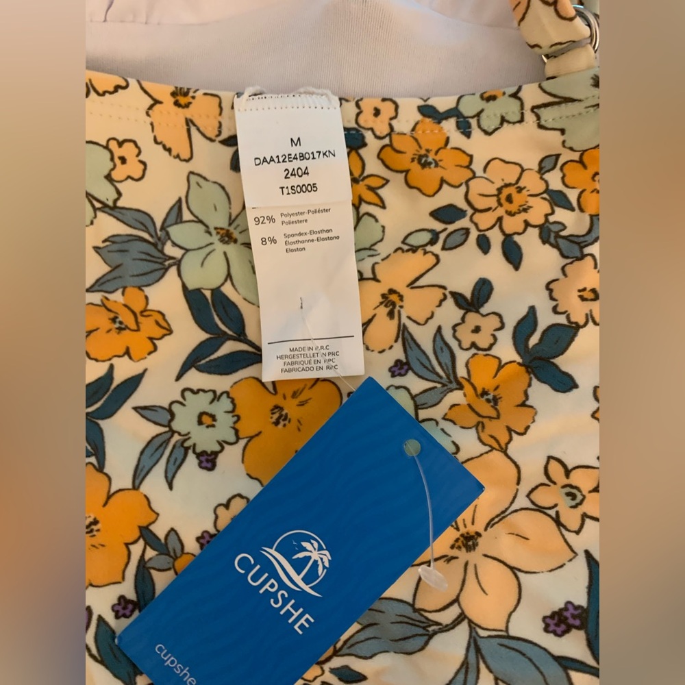 Cupshe Floral Print Swimsuit with Orange and Blue - Picture 5 of 5